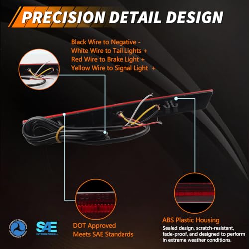 Image of Rear Bumper Reflector Compatible with Fo-rd Must-ANG 2013 2014, [DOT] [IP67 Waterproof] Red LED Rear Bumper Reflector, Replace OEM #DR3Z15A448A, 1 Pair, Red Lens