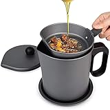 Colador de malla fina: capacidad de 1,7 l con colador de malla superfina, fácil de separar las piezas de alimentos del aceite de cocina. Además, puedes filtrar y almacenar jugos, sopas, jugos, etc. Puede resolver la mayoría de las necesidades de almacenamiento de líquidos de cocina.