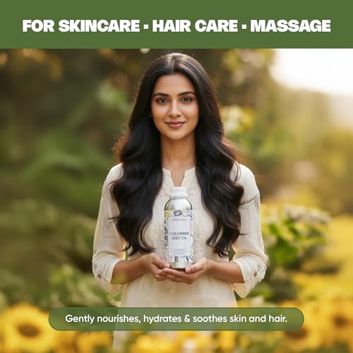 Image of VedaOils Cold Pressed Cucumber Seed Oil for Face 100ml | 100% Pure & Natural Skin Care Oil | Hydrates, Soothes, Brightens & Improves Skin Elasticity | Lightweight & Non-Greasy