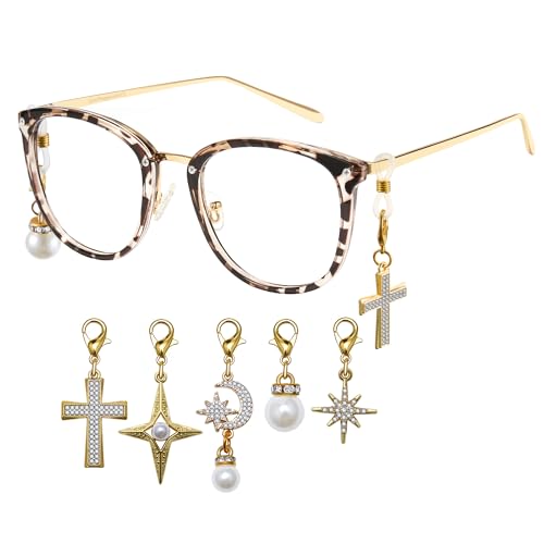Image of Cyxus Blue Light Glasses for Woman with Chain Fashionable Computer Glasses on Office Reduce Eye Strain Anti Migraine Great for Working Reading Gaming