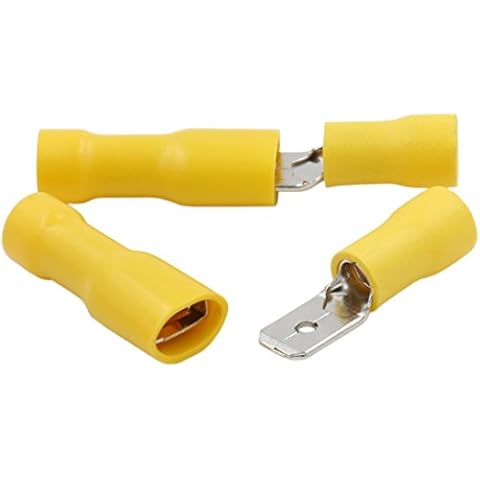 Heschen Stecker/Buchse Schnelltrenner Vinyl vollisoliert, FDFD+MDD5.5-250, 6,3 x 0,8 mm Kabelschuh, für 4-6mm² (12-10 AWG), Gelb, 100 Stück Cover