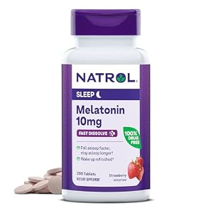 Natrol Fast Dissolve Melatonin 10 mg, Melatonin Supplements for Restful Sleep, Sleep Support for Adults, 200 Strawberry-Flavored Tablets, Up to a 200 Day Supply