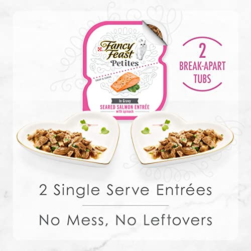 Purina Fancy Feast Gourmet Gravy Wet Cat Food, Petites Seared Salmon With Spinach Entree - (Pack of 12) 2.8 oz. Tubs - Image 5