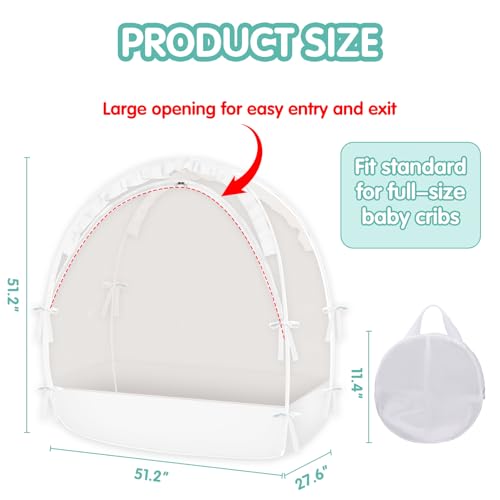 image for Zkaitoy Crib Tent - Crib Net to Keep Baby in, Stop Baby from Climbing 