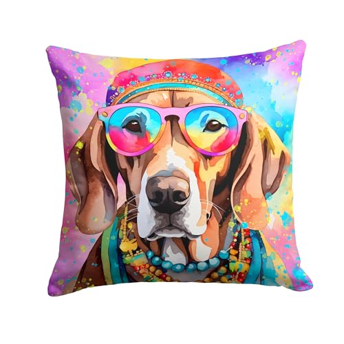 Caroline's Treasures DAC2567PW1414 Weimaraner Hippie Dawg Fabric Decorative Pillow Machine Washable, Indoor Outdoor Decorative Pillow for Couch, Bed or Patio, 14Hx14W