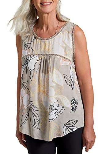 Tribal Women's Slvless Blouse W/Ladder Tape Dtl, Mink #TOP11
