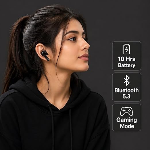 Image of Wireless Bluetooth Earbuds with Fast Pairing, ANC Mic, Hi-Fi Stereo Sound, Touch Control, Type-C Charging Case, IPX5, TWS Earphones for Calling, &Gaming Music (Whete)