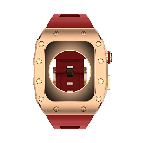 Kit de modification luxe pour Apple Watch boîtier métal argent et bracelet jaune - 5