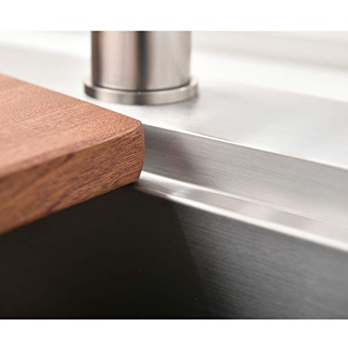 Valisy 15X15 Inch 304 Stainless Steel Square Topmount Drop-In Small Workstation Kitchen Bar Sink，Single Basin Sink For Wet Bar Prep Rv Yard Office With Dish Grid & Drain & Cutting Board #TOP3