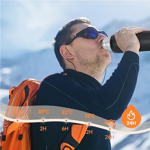 SANTECO Thermoskanne Thermosflasche Edelstahl 1l, 500ml, Auslaufsicher Isolierflasche mit Trinkbecher für unterwegs… – Ansicht 5