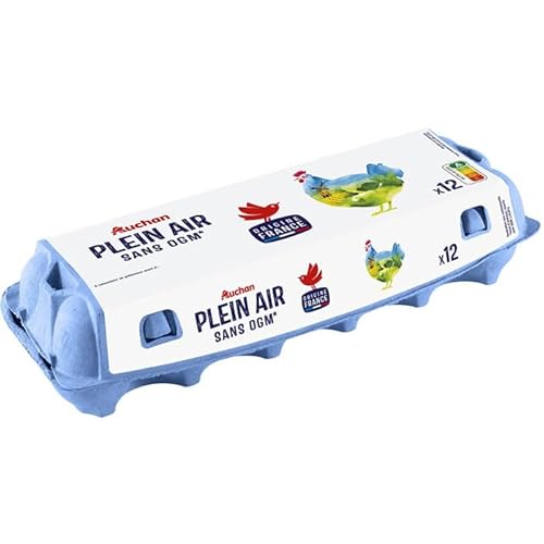 AUCHAN Oeufs de poules élevées en plein air 12 oeufs