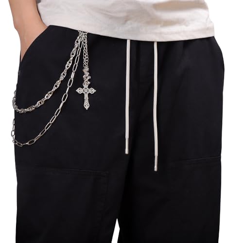 Vivian&CD Jean Chain Belt for Men&Women, Pocket Chain Goth Punk Chain Belt Chain Layered Chunky Pants Chain and Vintage Hip Hop Wallet Chain Jewelry Accessory for Women Men2