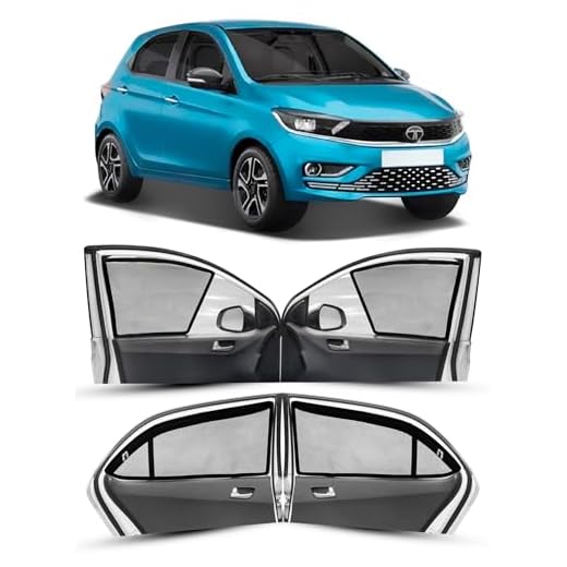 Autofact Magnetic Car Sunshades Compatible with Tata Tiago (Set of 4) – Easy Installation, UV Protection, Keeps Car Cool (Front 2 Half-Cut for Side Mirror Visibility, Rear 2 with Zippers)