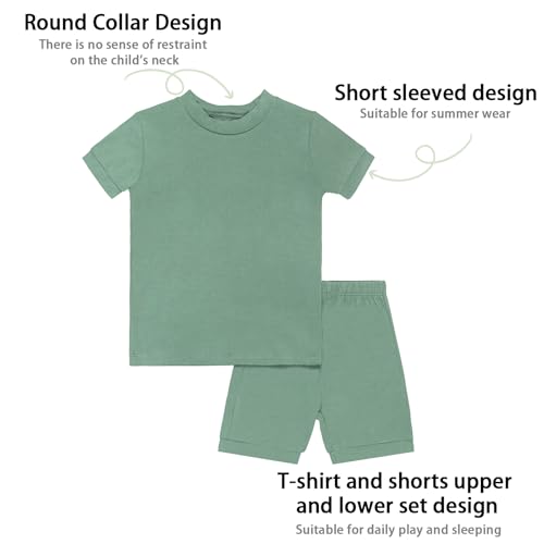 GUISBY Rayon Made from Bamboo Baby Toddler Kids Short Sleeve Top and Shorts Sets Pajamas for Boy Girl2
