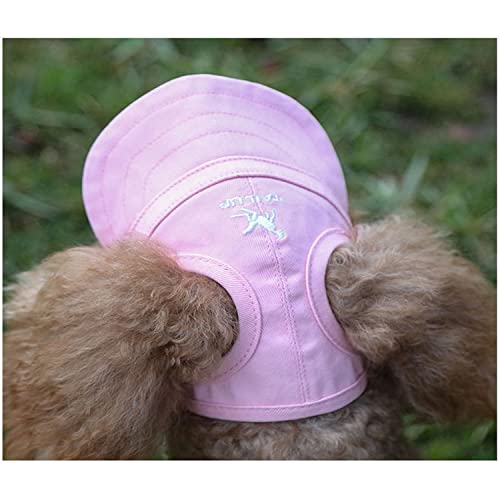 Image of HDKUW Dog Hat with Ear Holes, Dog Baseball Outdoor Cap, Adjustable Summer Travel Sport Hat for Small Medium Dogs Pink S