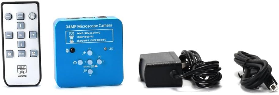 HAYEAR 34MP 2K 1080P 60FPS HDMI USB Industrial Microscope Camera C-Mount 180X Digital Video Microscope Camera Set for PCB Soldering Lab Inspection