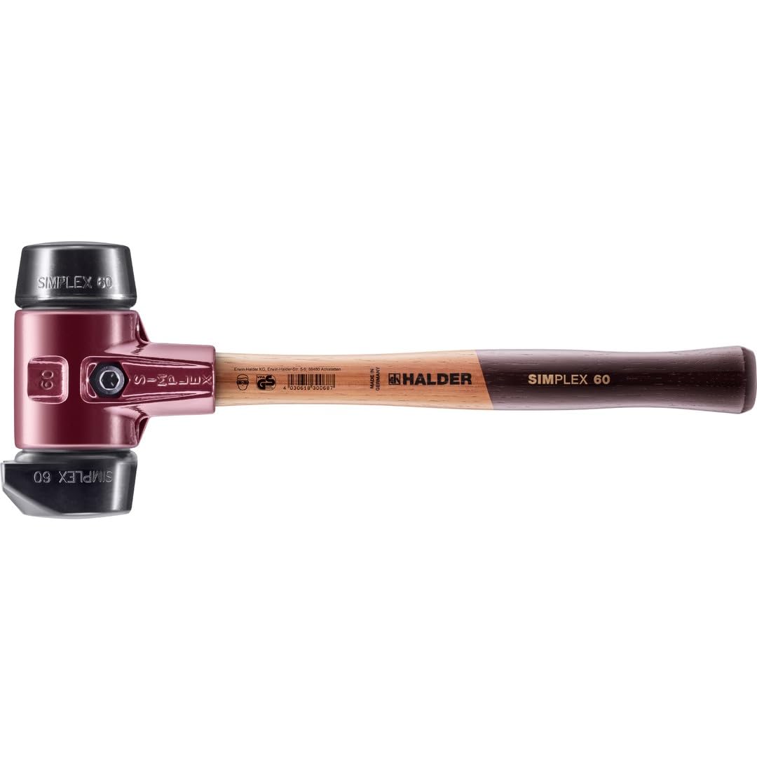 Halder USA - Mazo Simplex con goma negra e inserciones de goma negra de pie (3022.26)