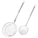 COMFECTO Asian Spider Kitchen Strainer with Spiral Mesh Food Strainer and Heat Resistant Ladle Handle, 6.1 inch Stainless Steel Cooking Spoon Wire Net Wok Colander Skimmer for Boiling Frying