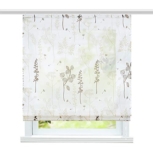 ESLIR Store romain avec bande velcro pour salon Rideau voile moderne Rideau à ruban Motif lanterne Sable 80 x 140 cm Cover