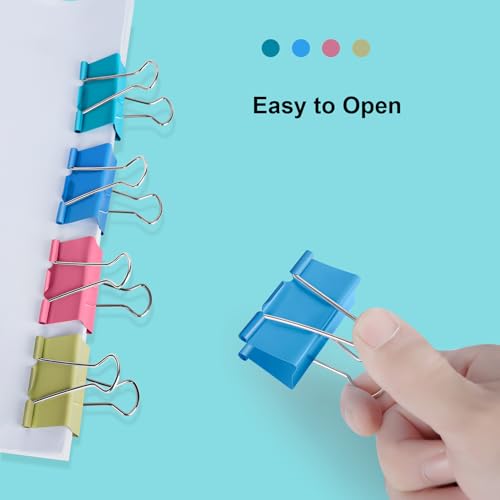 Image of Ufmarine Medium Binder Clips 1.25 inch Length, (40 Pcs) Colorful Paper Clips Medium for Office