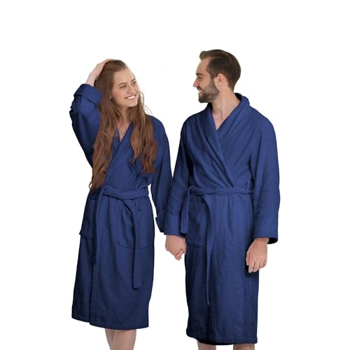 Banzaii Albornoz Para Hombre y Mujer 100% Algodón con Capucha – Bata de Baño Unisex S Azul Oscuro