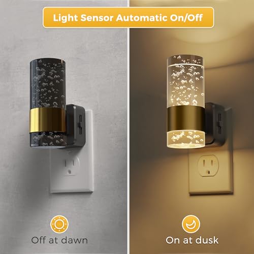 Image of L LOHAS LED Night Lights Plug into Wall, 2 Pack Acrylic Night Light,Dimmable Nightlight with 0-100 LM Adjustable Brightness, 3000K Plug in Night Light with Dusk to Dawn Sensor, for Bathroom Hallway