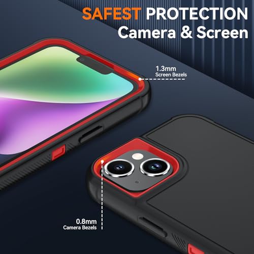 Image of SunStory Compatible with iPhone 12 Mini / 13 Mini Case with HD Screen Protector, 3-Layer Heavy Duty Full-Body Cover,3 in 1 Hybrid Protective Case for iPhone 12 Mini / 13 Mini 5.4 inch, BlackRed