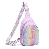I IHAYNER Small Initial Sling Bag for Girls Fashion Waist Pack for Women Cute Crossbody Fanny Pack Personalized Girl gifts (Purple-J）