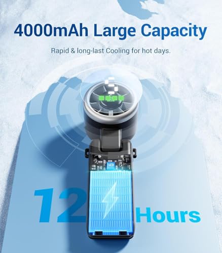 Image of Diveblues Portable Handheld Turbo Fan | 3 IN 1 Hand /Neck /Desk Fan, Up to 12 Working Hours, 5 Gear Wind, Battery Operated, Travel, Working, Outdoor Activities