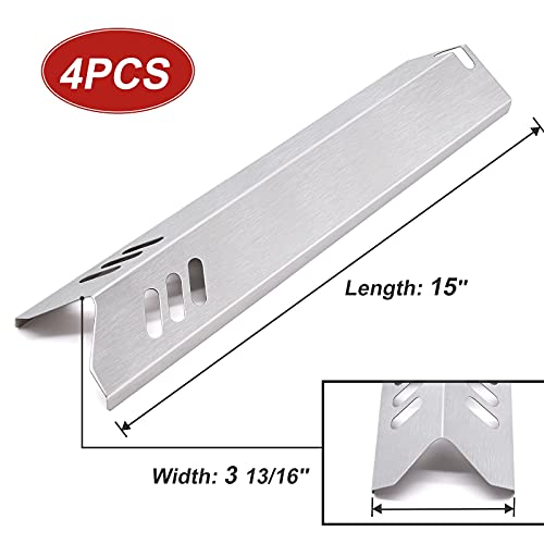 Adviace 15 inch Grill Heat Shields Replacement for Dyna-Glo DGF493BNP, DGF510SBP, Set of 4 Barbeque Grill Heat Plates for Backyard Grill Replacement Parts BY15-101-001-02, BY13-101-001-13, GBC1460W - Thumbnail 3
