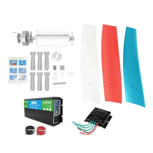 Kit vertical de turbina eólica de 3000 W con generador magnético permanente, inversor de corriente y controlador de carga de viento para uso en exteriores y patio