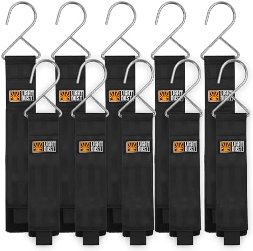 Hanging Extension Cord Holder - Storage Wrap Straps with Metal Hooks 10Pack 15" 22" Heavy Duty Garage Organizer Tool Hangers - Garden Hose Power Electrical Cable Rope RV Shed Camping Organization