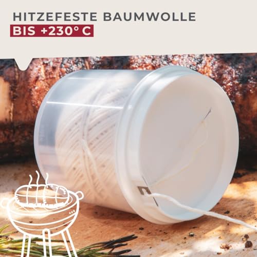 Fackelmann Grillschnur für Braten, Rouladen & Co – Bratenschnur für die Küche und den Grill – Küchengarn hitzebeständig bis 175° C, Beige