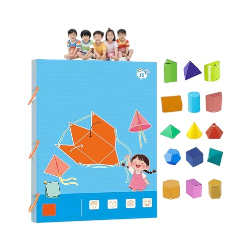 Educational Geometry Workbook Pull String Geometry Learning Book with Folding Geometric Models for Preschooler Kid 6-12 Pull Str