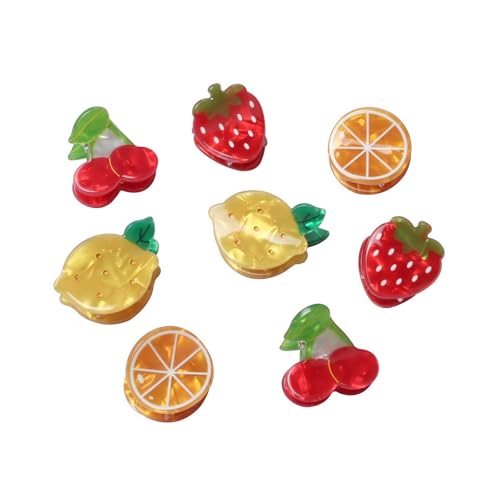 8PK Mini Fruit Hair Claw Clips for Girls Cute Cherry Lemon Strawberry Orange Hair Clip Fun Summer Hair Accessories