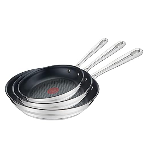 Tefal Jamie Oliver Brushed E011S3 Stekannor, Rostfritt Stål, Grå, Paket med 3