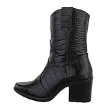  Ital Design Damenschuhe Stiefeletten Western- & Bikerboots, 12616-B03C-, Kunstleder, Schwarz, Gr. 37