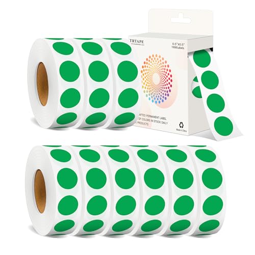 TRTAPE 1/2 Inch Round Color Coding Dots, 10000 Round Stickers Dot Stickers
