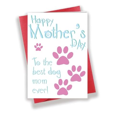Longkado Cute Dog Paw Happy Mother’s Day Greeting Card, Lovely Mothers Day Card for Pet Owner, Sweet Card for The Best Dog Mom Cover
