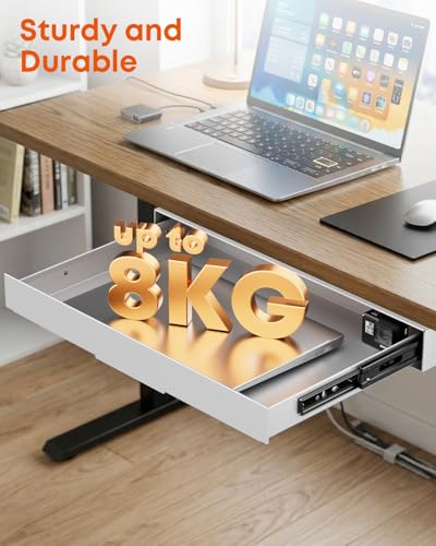 PUTORSEN Organizer na biurko, szerokość 375 mm, szuflada, płynne wysuwanie, do biurka stojącego i domowego biura, maks. obciążenie 8 kg, ciche przesuwanie, biały