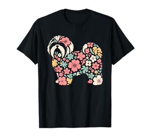 Cute Floral Flower Shih Tzu Mom Grandma Womens Mothers Day T-Shirt