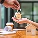 Giftana Home Sweet Home Wood Keychain for Men and Women, New House Keyring, Housewarming Gifts Key Chain Real Estate Gifts Buying and Selling Keychain (Beige)