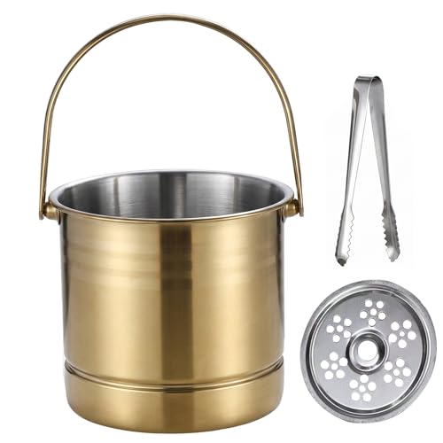 Seau à vin anti condensation inox doré avec tamis de filtration