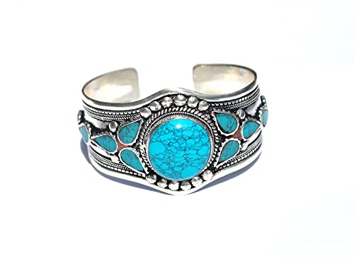 Multi-Stone Blue Stabilized-Turquoise Adjustable Cuff Bracelet | Unique Boho Jewelry For Men & Women #TOP5