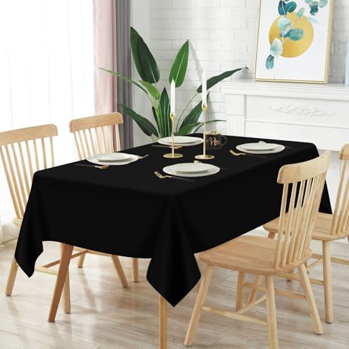 Image of Mulbozy 2 Pcs Black Plastic Tablecloth, Black Table Cloth Disposable