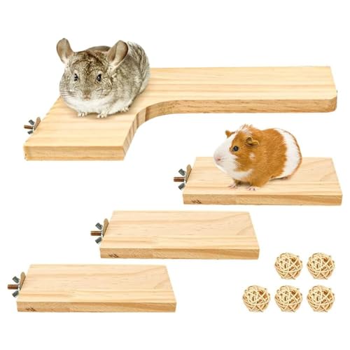 UOPR 小動物L字型木製コーナーステージハムスター木製踏み台ステージステップ5点セットペット用品シマリスモモンガカチンチアラチビトロ飼育ケージ内装足場遊園地の運動不足に対応する取り付け簡単安全耐久性