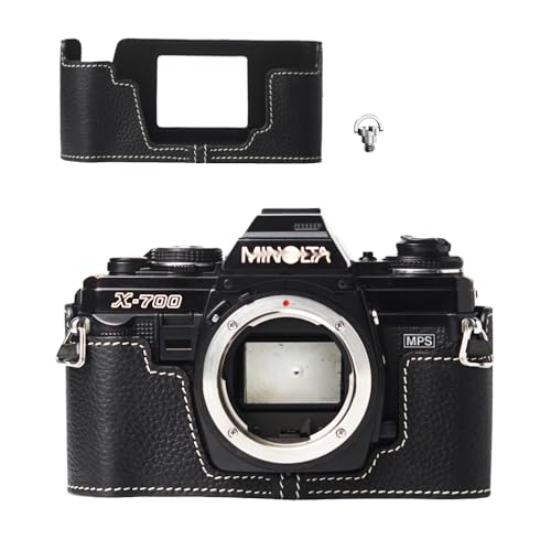 DBZZ X-700/X-570 case Handmade Genuine Leather Camera Protective Half Camera case, for MINOLTA x700/x570 (Black)