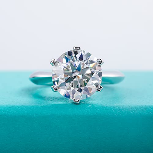 AnuClub 5ct Solitire Moissanite Engagement Ring For Women D Color 925 Sterling Silver Ring, Christmas Gift for Women With Certificate 50 by AnuClub - Image 3