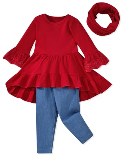Image of fioukiay Toddler Girls Fall Winter Outfit 18 Months - 6T