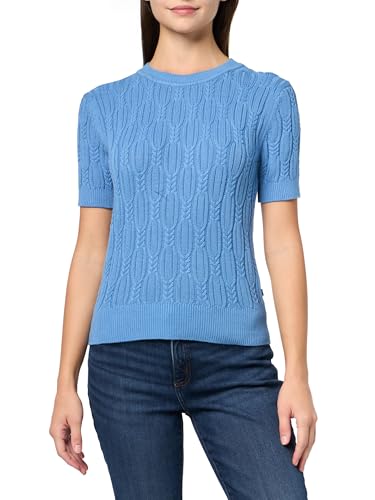 Image of Nautica Women's Short Sleeve Crew Neck Cable Solid Sweater